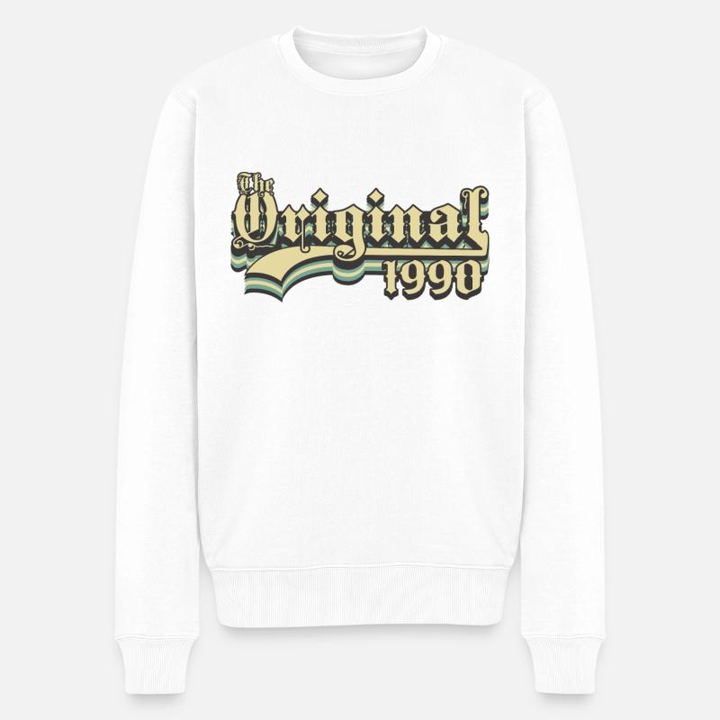 Geboren in 1990 - Männer Premium Bio Pullover - Weiß