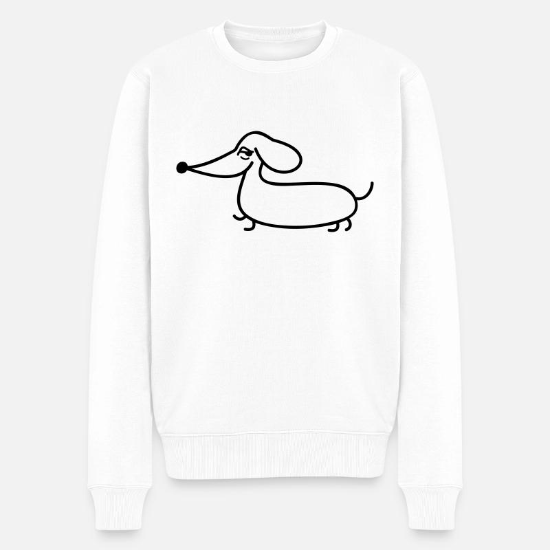 Dackel lustig linear - Männer Premium Bio Pullover - Weiß