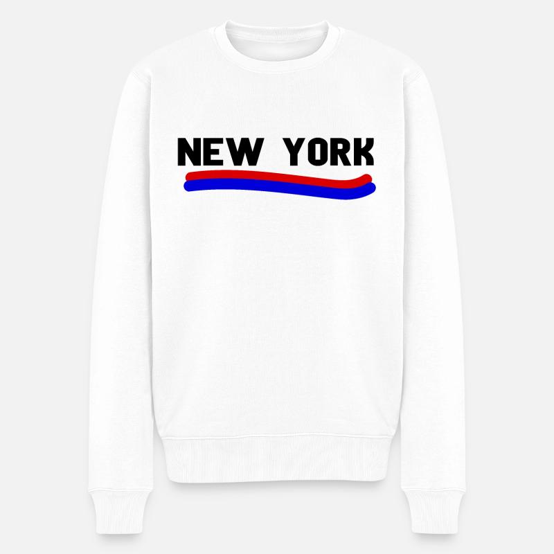 New York - Männer Premium Bio Pullover - Weiß