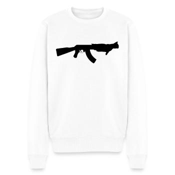 Catgun - Cat Mitrailleuse - Pew pew madafakas - Pull Premium bio Homme - blanc - Devant - Thijin (182cm)