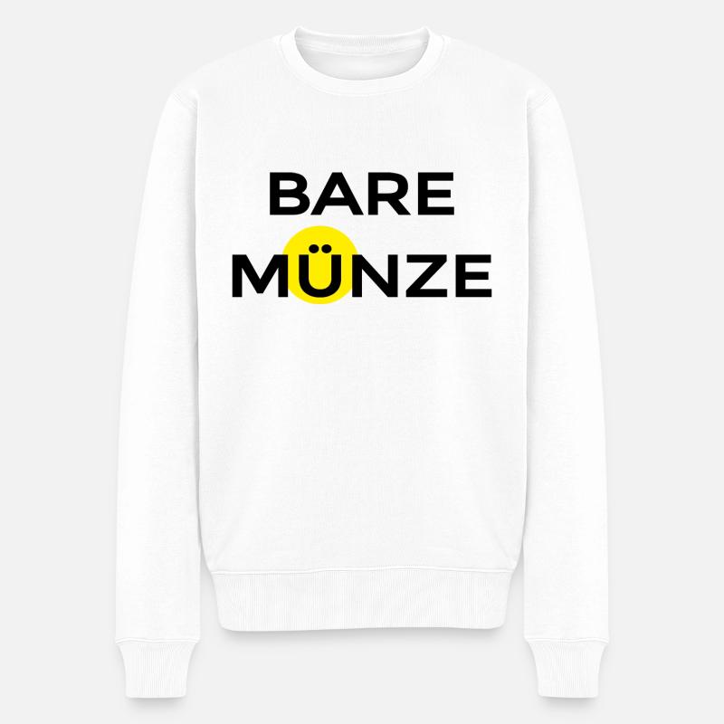 bare Münze - Männer Premium Bio Pullover - Weiß