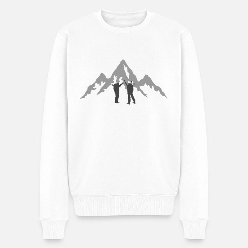 Berge Berg Wanderer Natur - Männer Premium Bio Pullover - Weiß