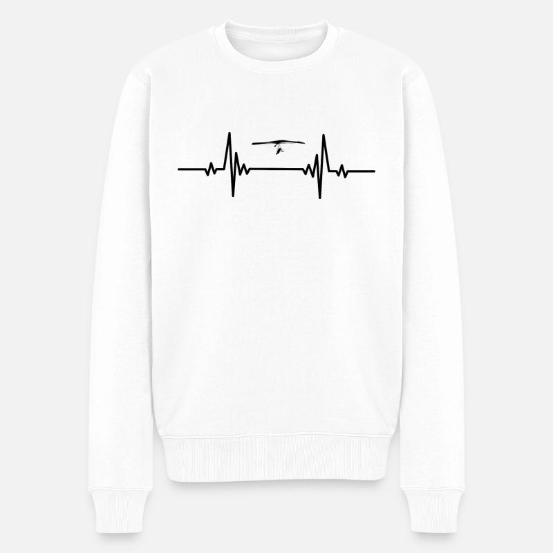Heartbeat fun sky gliding - Männer Premium Bio Pullover - Weiß