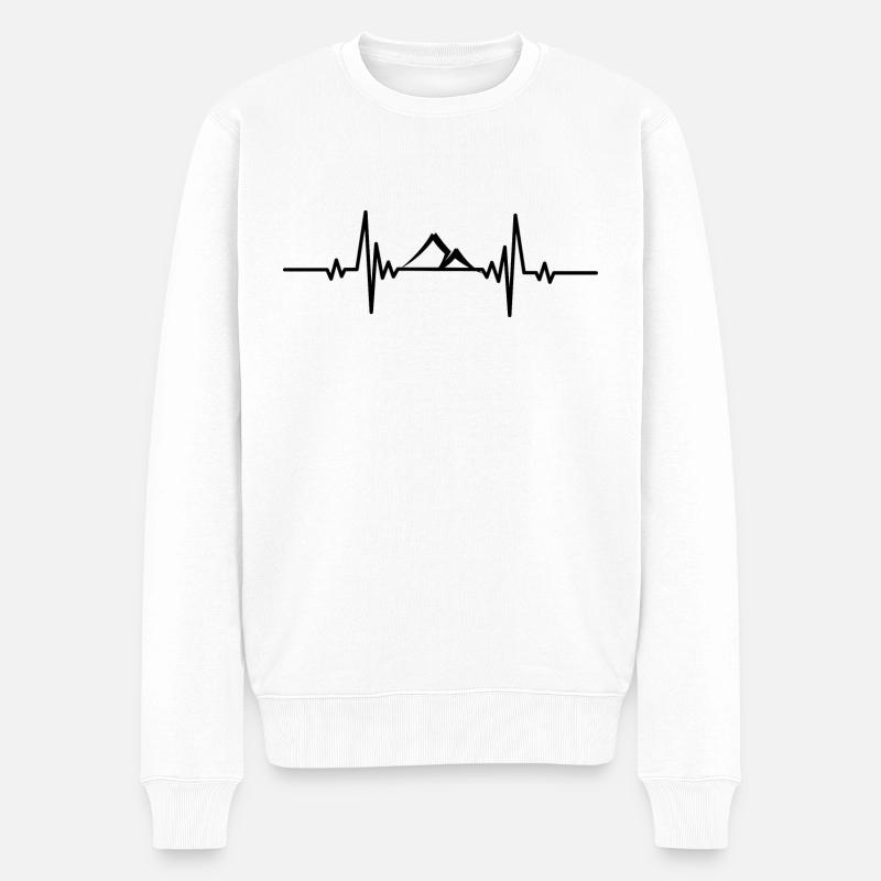 Heartbeat zwei Berge - Männer Premium Bio Pullover - Weiß
