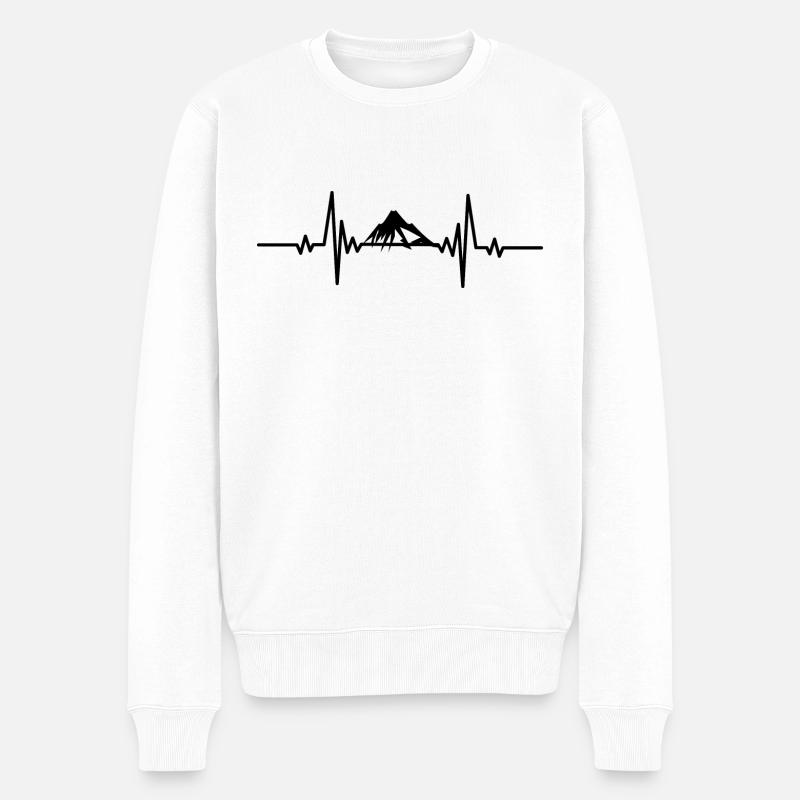 Heartbeat Schneebedeckter Berg - Männer Premium Bio Pullover - Weiß