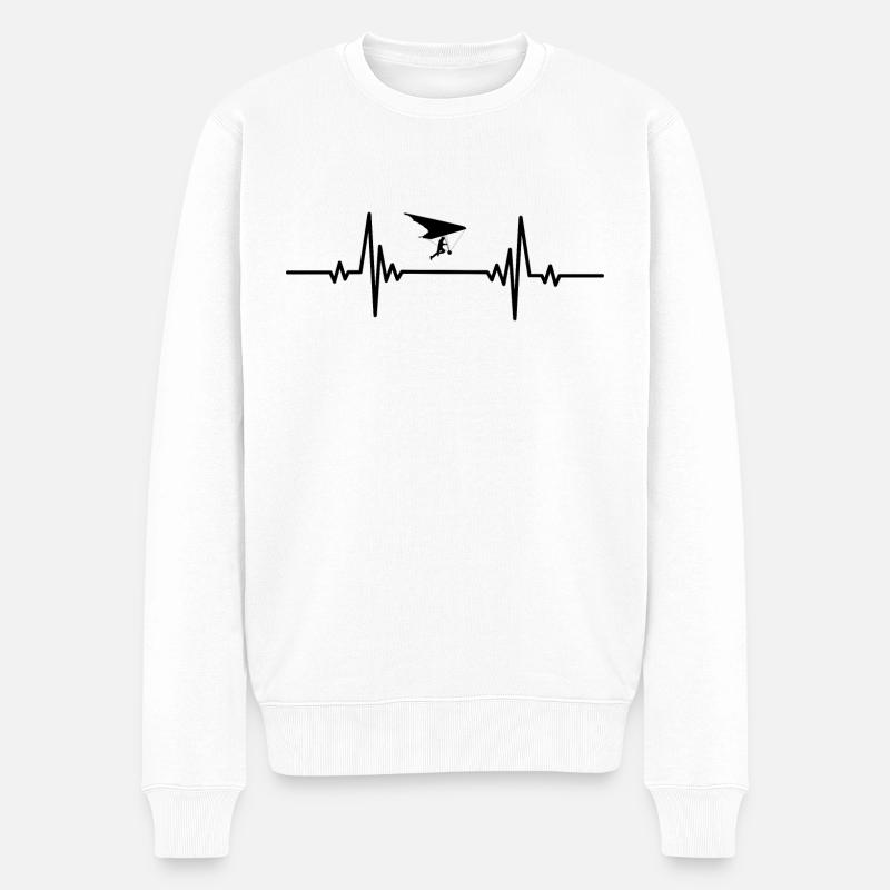 Heartbeat Drachenfliegen - Männer Premium Bio Pullover - Weiß