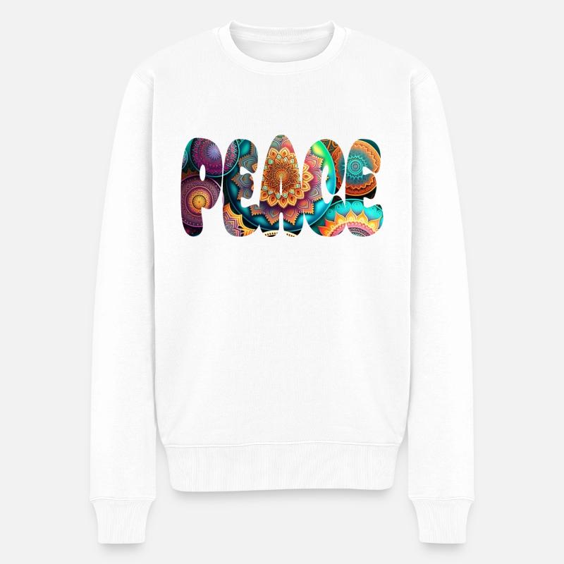 PEACE - Männer Premium Bio Pullover - Weiß