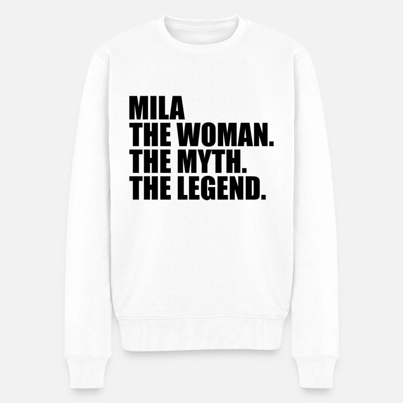 Woman Mythos Legende Name Mila - Männer Premium Bio Pullover - Weiß