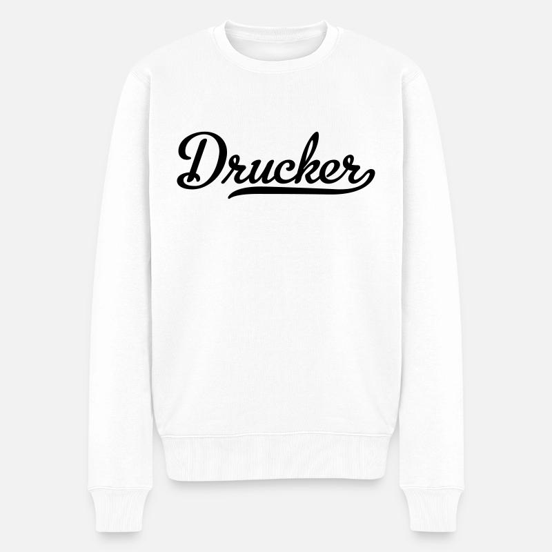 DRUCKER - Männer Premium Bio Pullover - Weiß