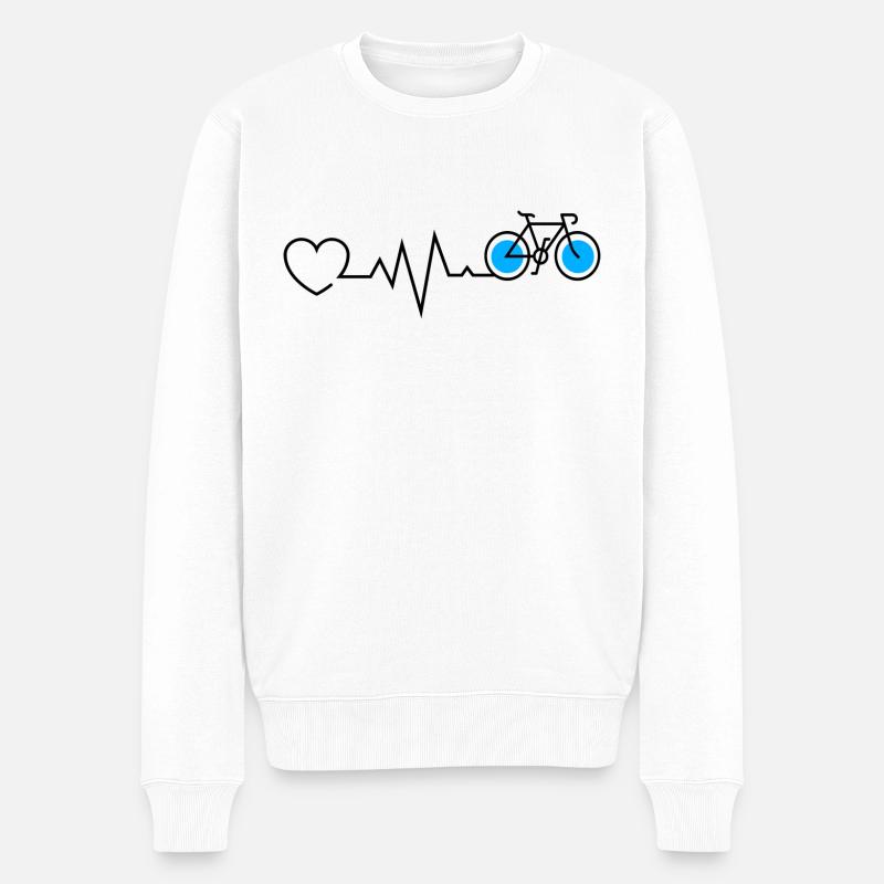 Heartbeat Bicycle Cyclisme - Pull Premium bio Homme - blanc