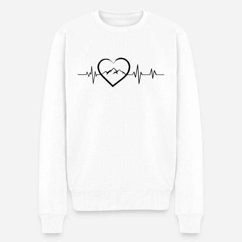 Herzschlag Berg - Männer Premium Bio Pullover - Weiß