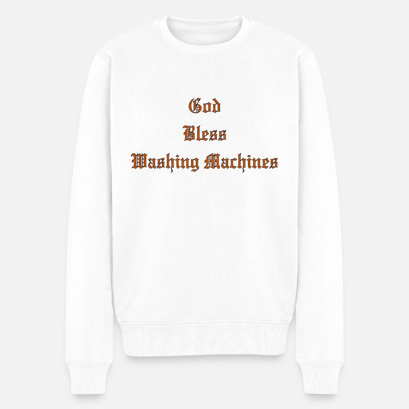 GodBlessWashing Machines - Männer Premium Bio Pullover - Weiß