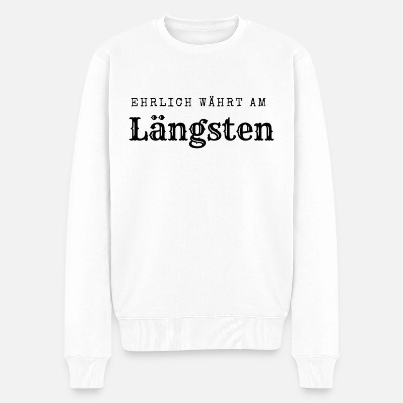 Ehrlich währt am längsten - Männer Premium Bio Pullover - Weiß