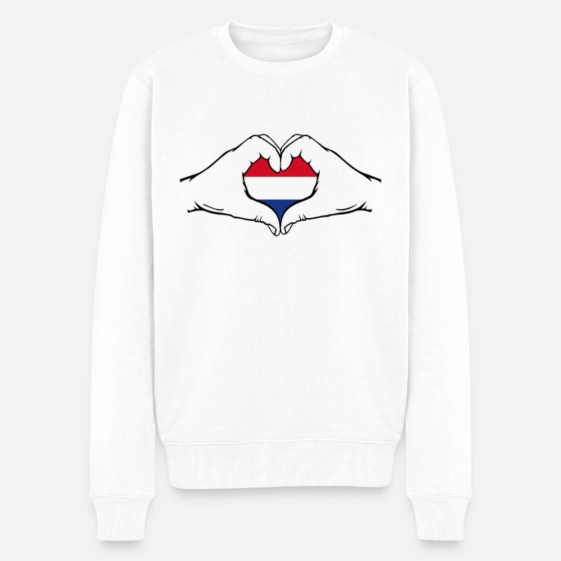 Drapeau de la Hollande Coeur - Pull Premium bio Homme - blanc