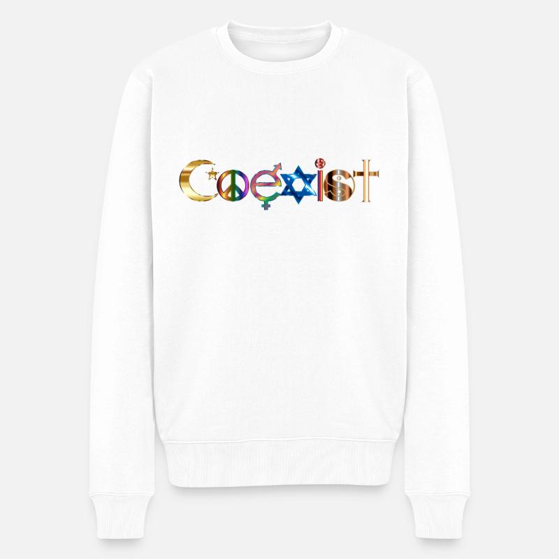 Koexistenz gemeinsam - Männer Premium Bio Pullover - Weiß