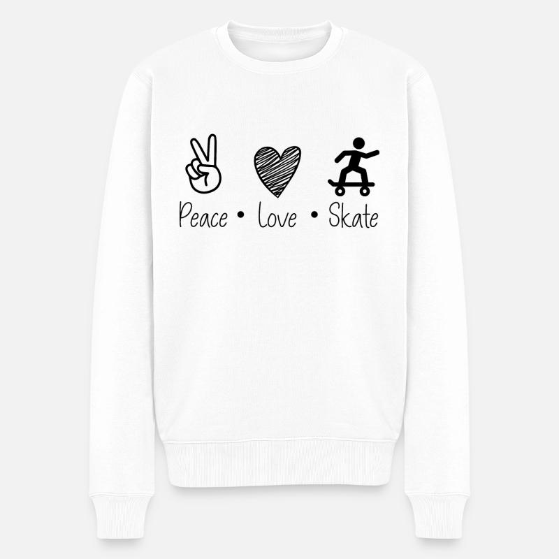 Peace Love & Skate - Pull Premium bio Homme - blanc