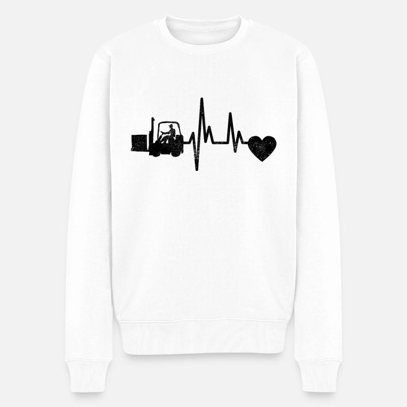 Lagerlogistik Herzschlag Logistik Lagerarbeiter - Männer Premium Bio Pullover - Weiß