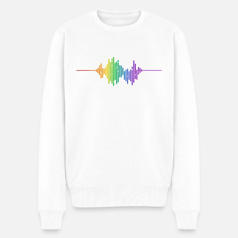 Onde sonore arc en ciel - Pull Premium bio Homme - blanc