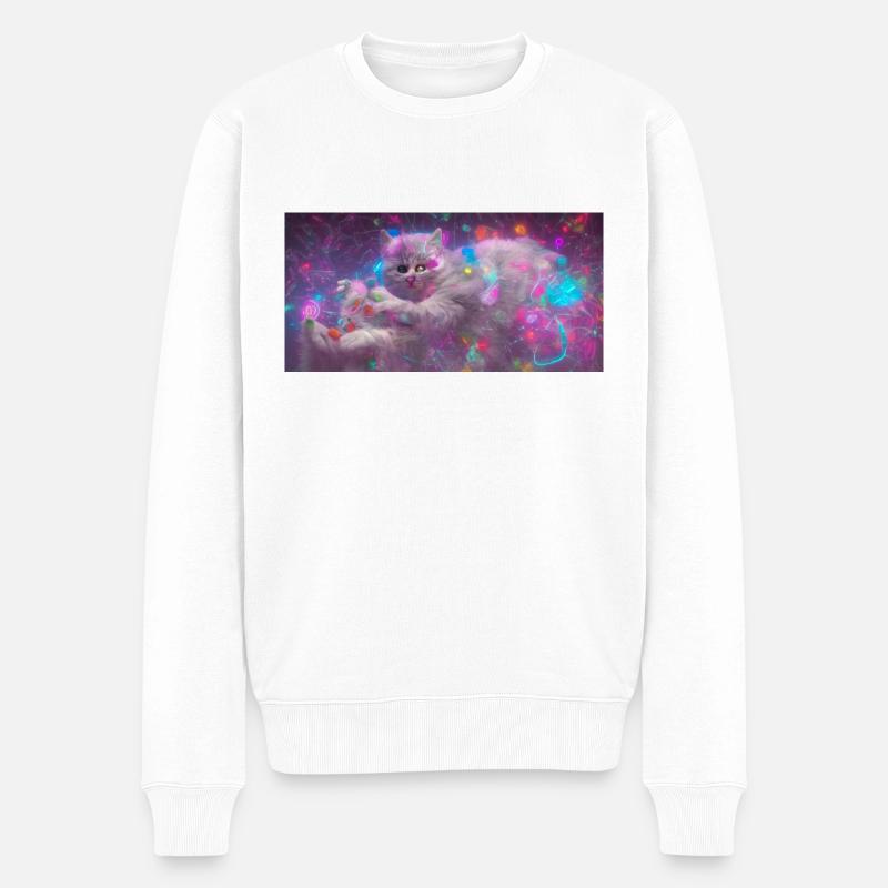 Space Cat - Men's Premium Organic Jumper - white