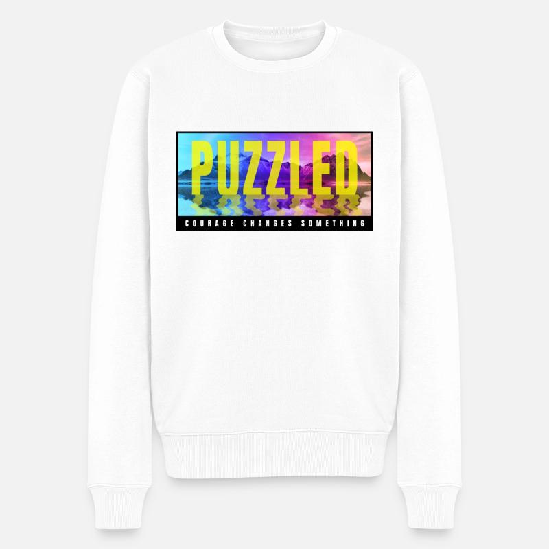 Puzzled - Männer Premium Bio Pullover - Weiß