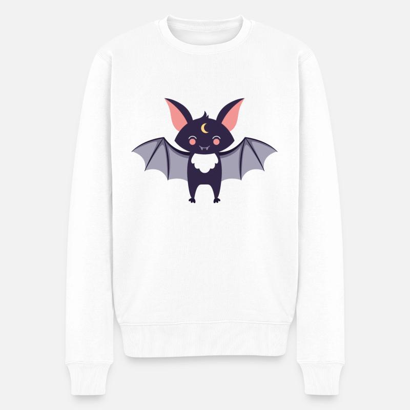 Fledermaus - Männer Premium Bio Pullover - Weiß