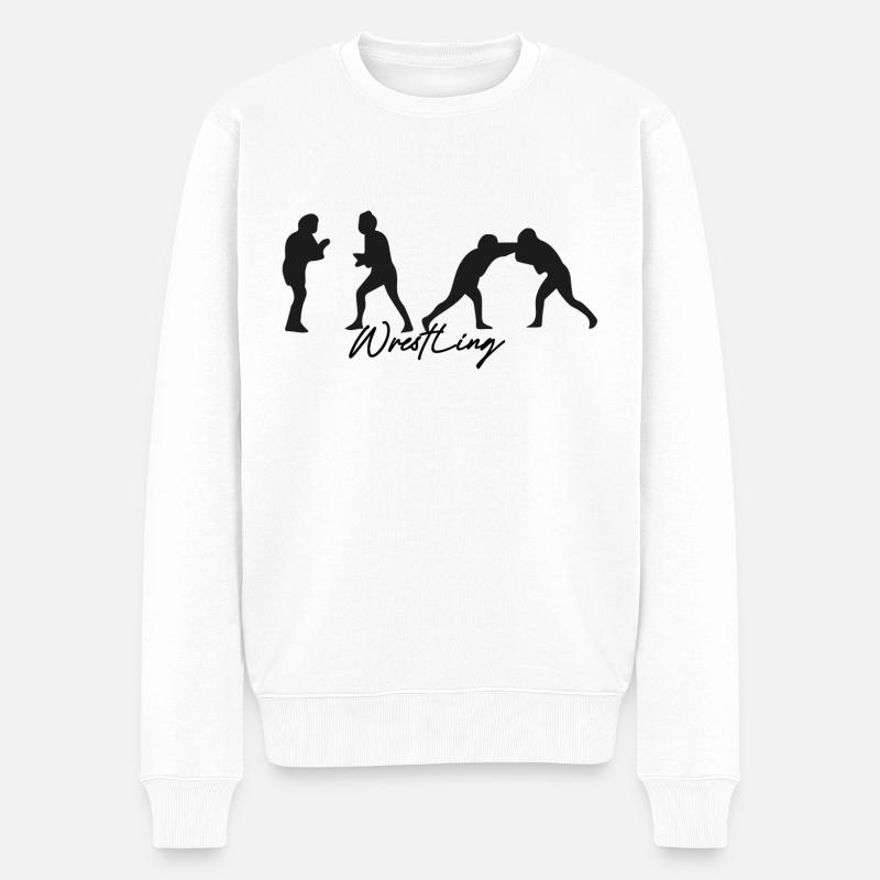 wrestling,sport,wrestler,graffiti,schwarz - Männer Premium Bio Pullover - Weiß