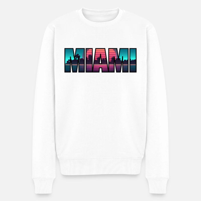 MIAMI BEACH - Männer Premium Bio Pullover - Weiß