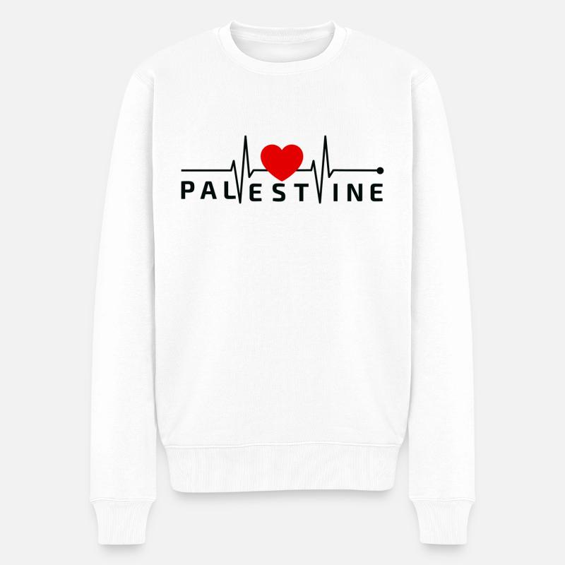 Ein Herz für Palästina - Männer Premium Bio Pullover - Weiß