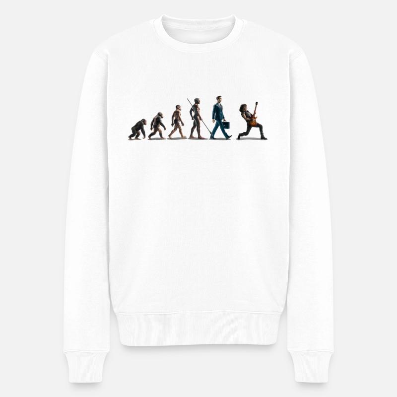 Evolution Guitar Player - Männer Premium Bio Pullover - Weiß