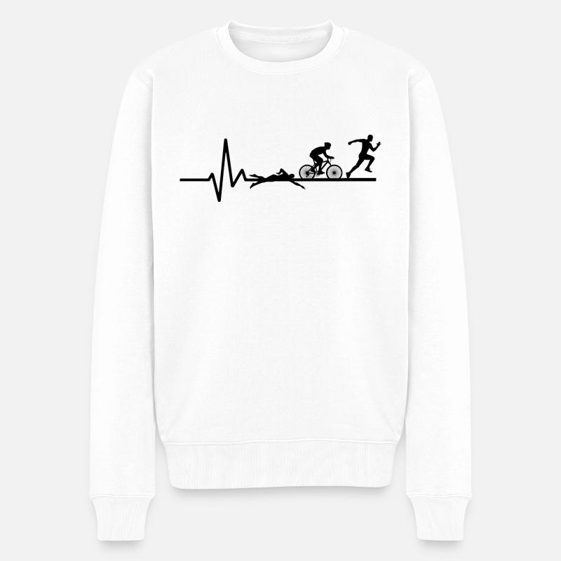 Triathlon Course à pied Natation Cyclisme - Pull Premium bio Homme - blanc