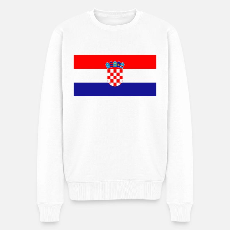 Kroatien - Männer Premium Bio Pullover - Weiß