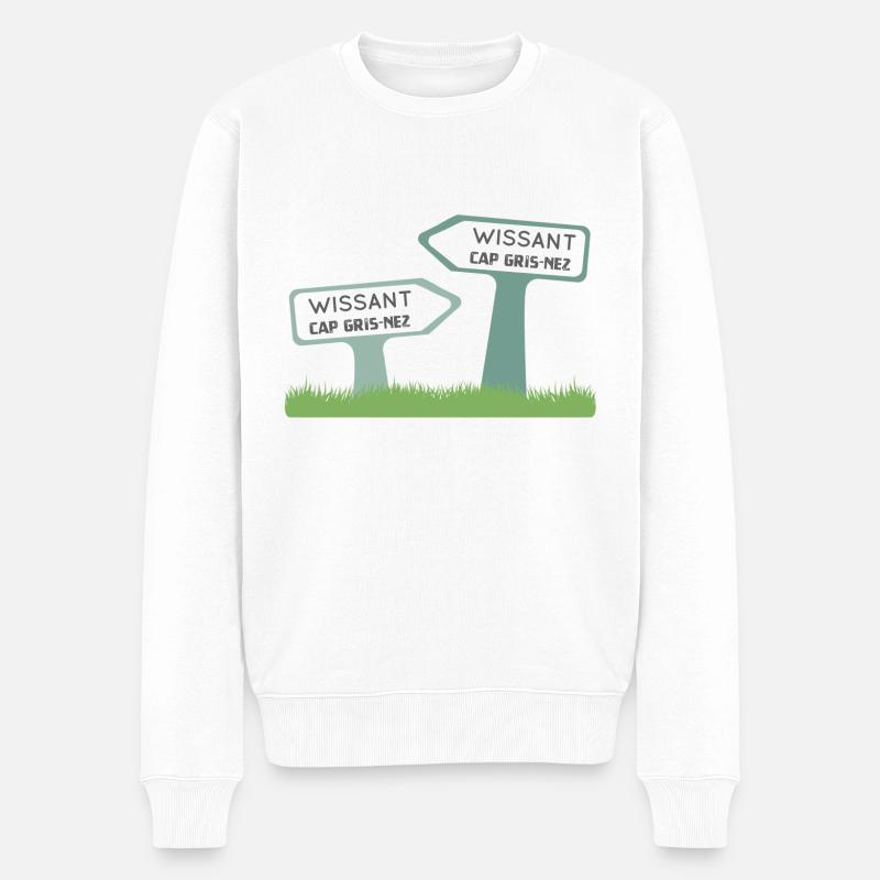 PLATTEN - Männer Premium Bio Pullover - Weiß