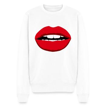 Lippen Mund Rot Gesicht Zähne - Männer Premium Bio Pullover - Weiß - Vorne - Thijin (182cm)