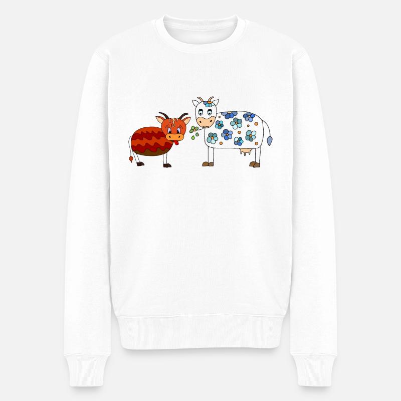 Kühe - Männer Premium Bio Pullover - Weiß