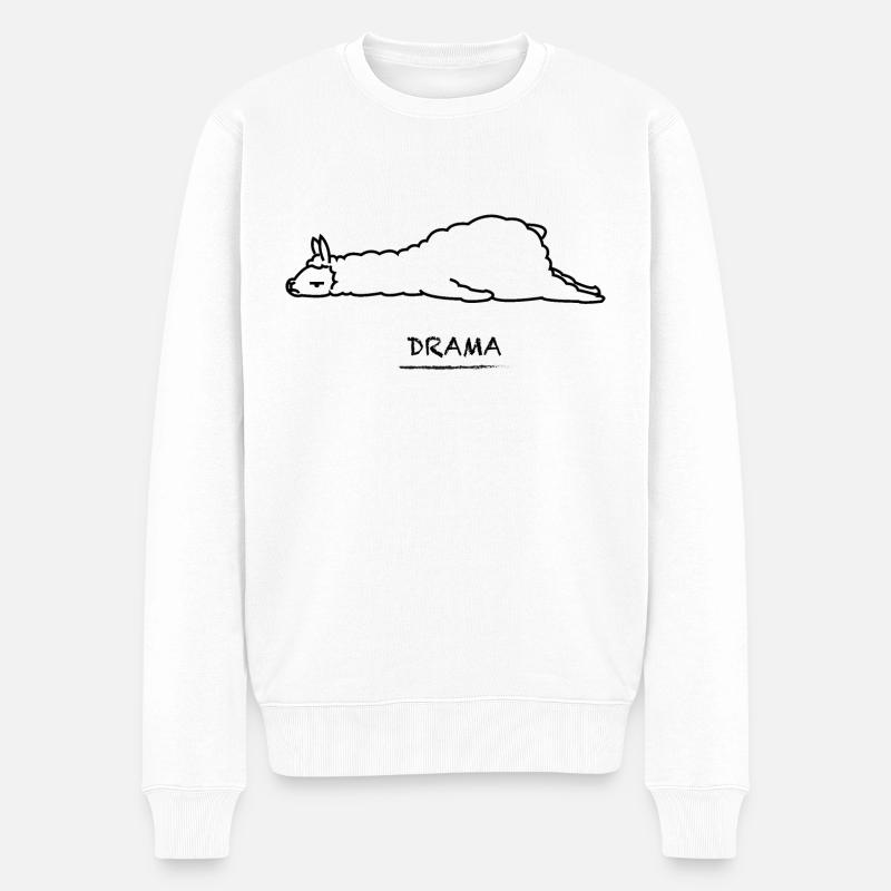 DRAMA (Lama) - Männer Premium Bio Pullover - Weiß
