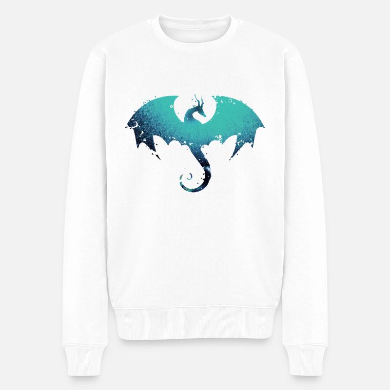 drache ,blau,malerei,graffiti, bunt,illustration - Männer Premium Bio Pullover - Weiß