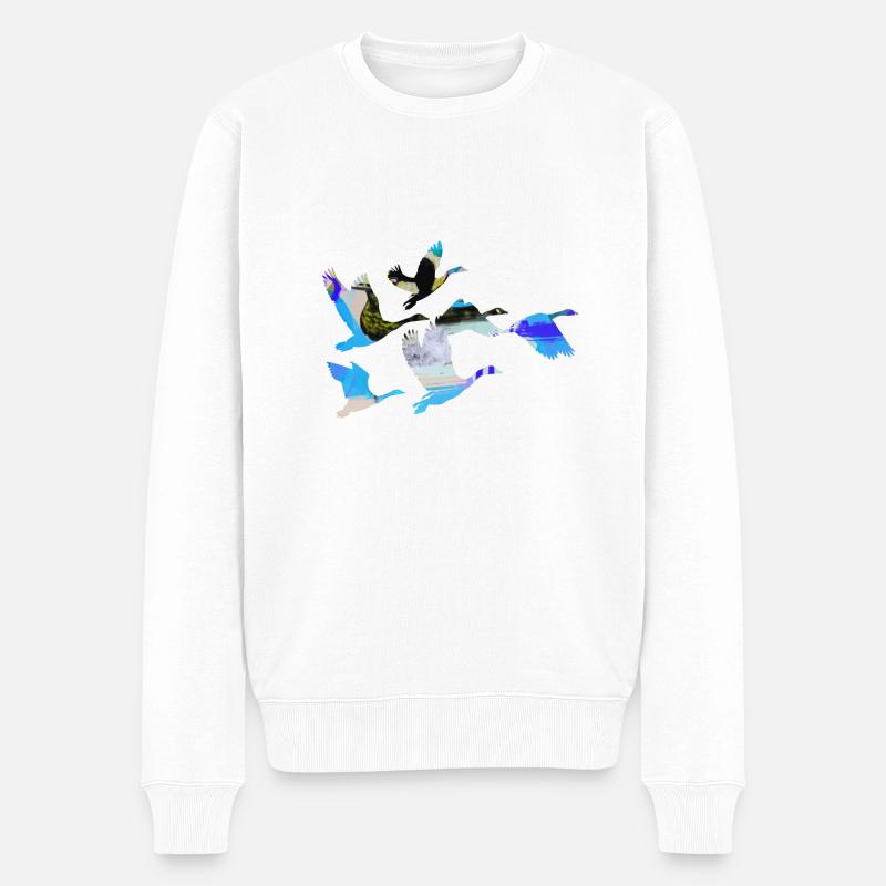 vögel,flug,malerei,flügel,aquarell,gänse,wildgänse - Männer Premium Bio Pullover - Weiß