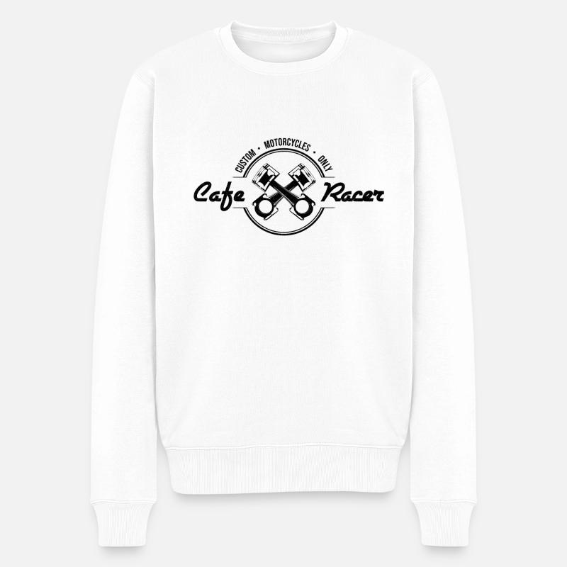 Cafe Racer Motorrad Motorcycle Custom Biker Tuner - Männer Premium Bio Pullover - Weiß