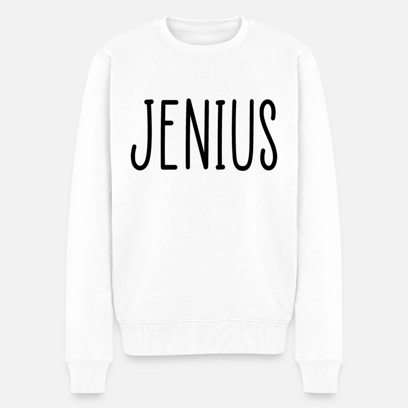 Jenius lustiges Zitat - Männer Premium Bio Pullover - Weiß