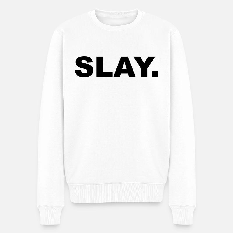 Jugendwort slay. - Männer Premium Bio Pullover - Weiß