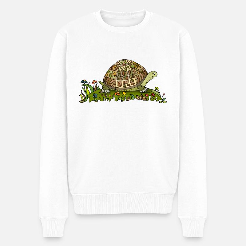 Schildkröte - Männer Premium Bio Pullover - Weiß