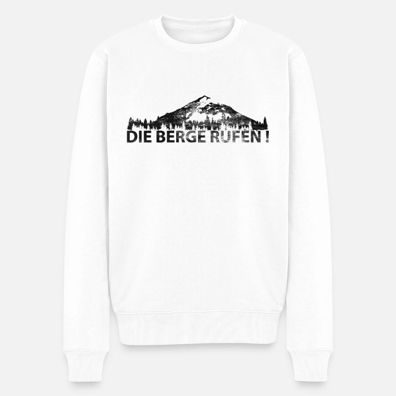 Die Berge Rufen - (10) - Männer Premium Bio Pullover - Weiß