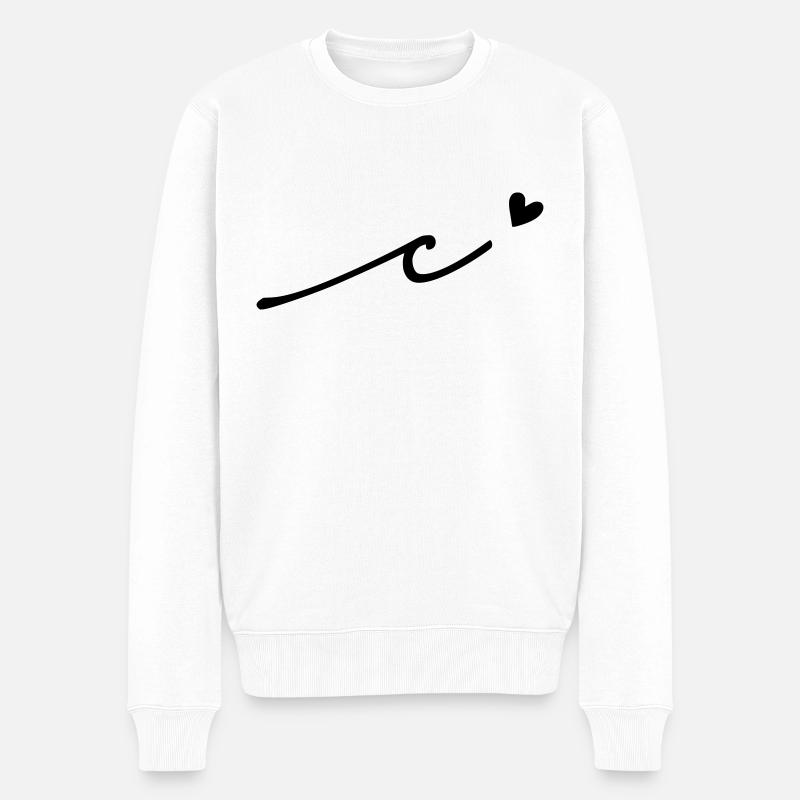 Lettre C Cursive - Pull Premium bio Homme - blanc