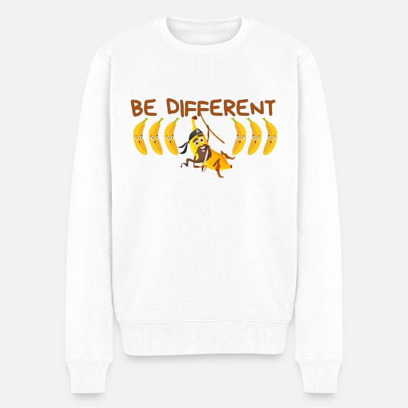 BE DIFFERENT Banane - Pull Premium bio Homme - blanc