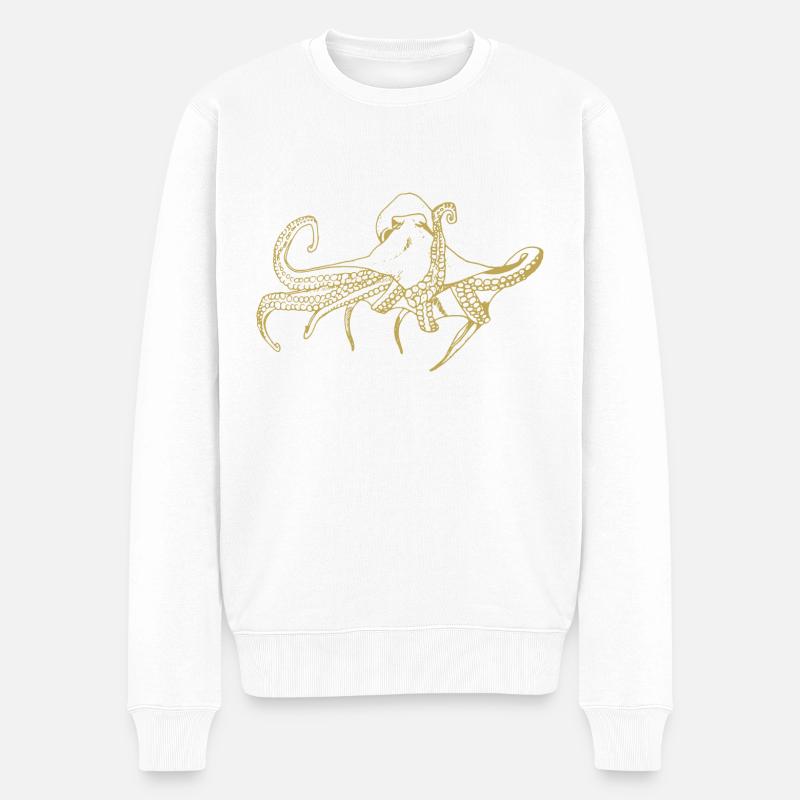Motifs illustrés avec poulpe - Pull Premium bio Homme - blanc