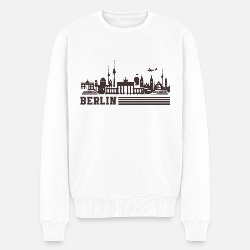 berlin skyline - Männer Premium Bio Pullover - Weiß