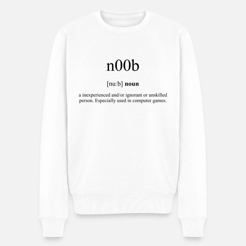 N00b | Noob Definition Dictionary - Männer Premium Bio Pullover - Weiß