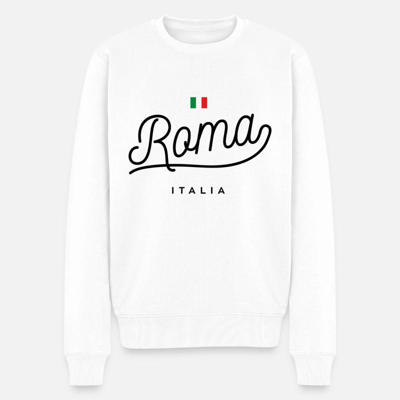 Roma - Italien - Männer Premium Bio Pullover - Weiß