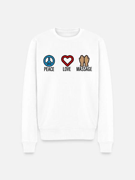 Peace Love Massage 2 - Men's Premium Organic Jumper - white