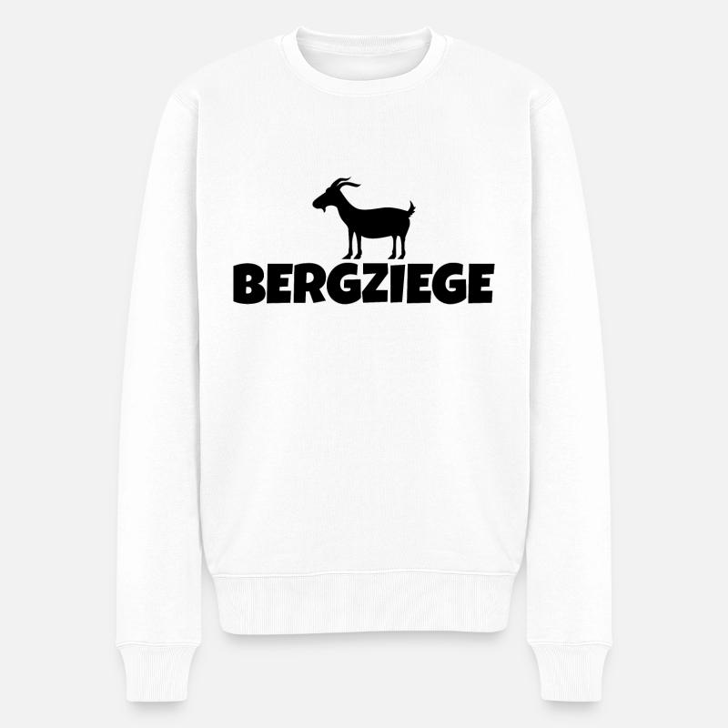 Bergziege Lustig Wandern Erzgebirge - Männer Premium Bio Pullover - Weiß